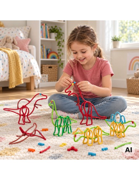WOOPIE Dinosaurier-Bauset, 71-teiliges Kreativbausteinset