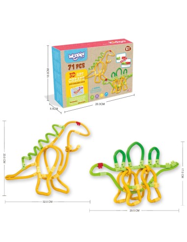WOOPIE 3D-Konstruktionsset, 71-teilig, Dinosaurier-Stäbe
