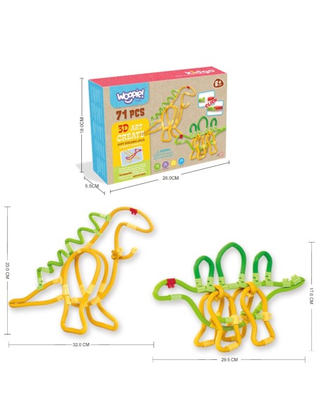 WOOPIE 3D Construction Set 71 Piece Dinosaur Sticks