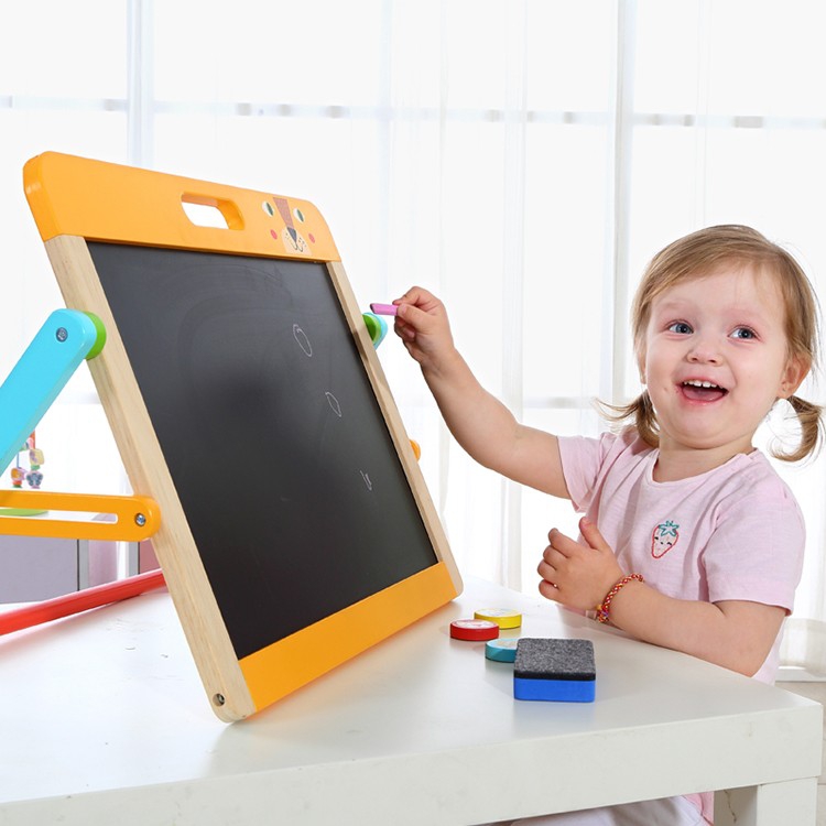 Tablica edukacyjna 2w1 magnetyczna kredowa dla dzieci magnesy gąbka 6 el.