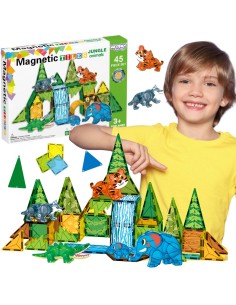 „Jungle Woopie“ magnetiniai kaladėlės - 45 detalės safariui konstruoti