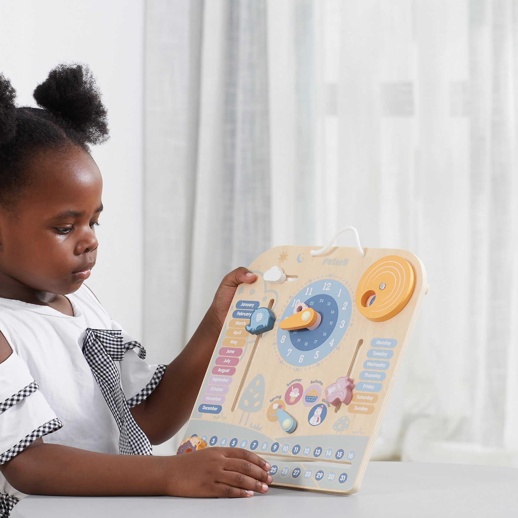 Polarb drewniany kalendarz i zegar montessori