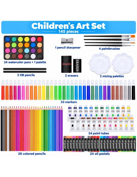 Künstler-Set im Koffer für Malen, Zeichnen, Buntstifte, Farben