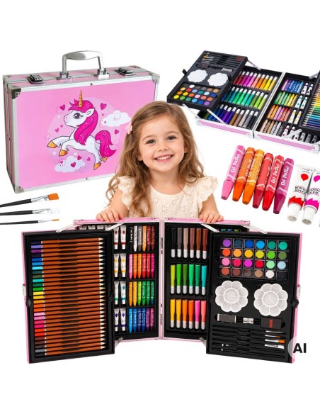 Künstler-Set im Koffer für Malen, Zeichnen, Buntstifte, Farben