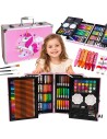 Art set in a suitcase for painting, drawing, crayons, paints