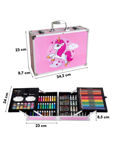 Künstler-Set im Koffer für Malen, Zeichnen, Buntstifte, Farben
