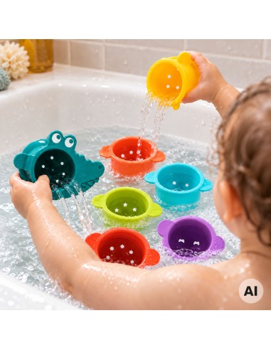 Woopie Baby Bath Crocodile Overflow Cups - Toy