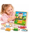 VIGA Holz-Legespiel Logik – „Zieh den Bären an – Mädchen“
