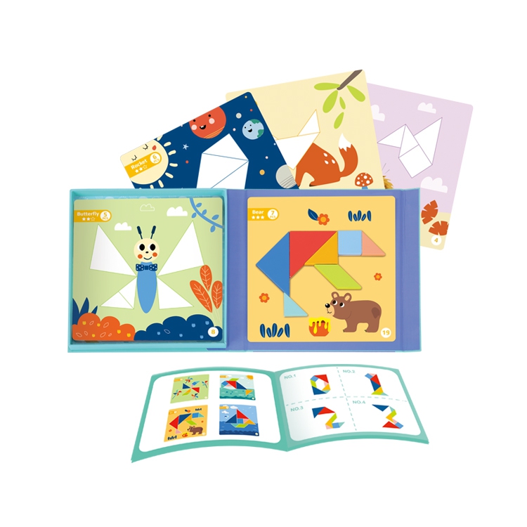 Puzzle tangram układanka dla dzieci nauka kształtów figury kształty 18el.