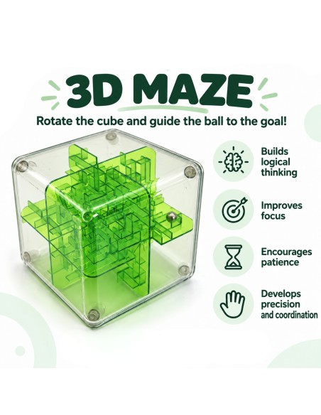 3D-Labyrinth-Logikwürfel 9 cm - Woopie Arcade-Spiel für Kinder
