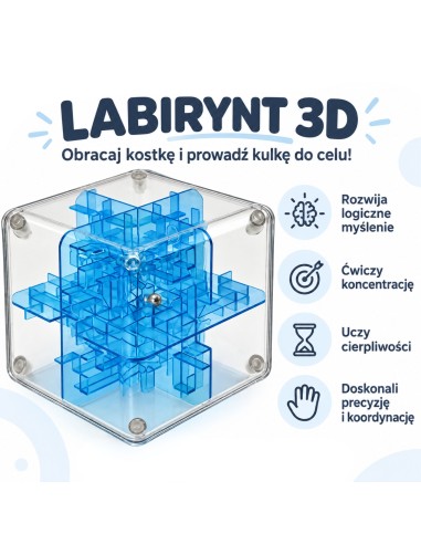 3D-Labyrinth-Logikwürfel 9 cm - Woopie Arcade-Spiel für Kinder