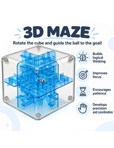 3D-Labyrinth-Logikwürfel 9 cm - Woopie Arcade-Spiel für Kinder