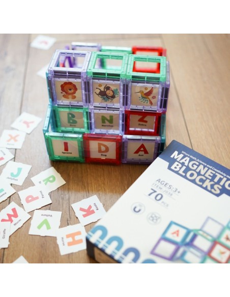 WOOPIE Magnetic Blocks 70 Pieces - Learning Letters and Creativity