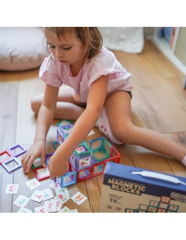 WOOPIE Magnetic Blocks 70 Pieces - Learning Letters and Creativity