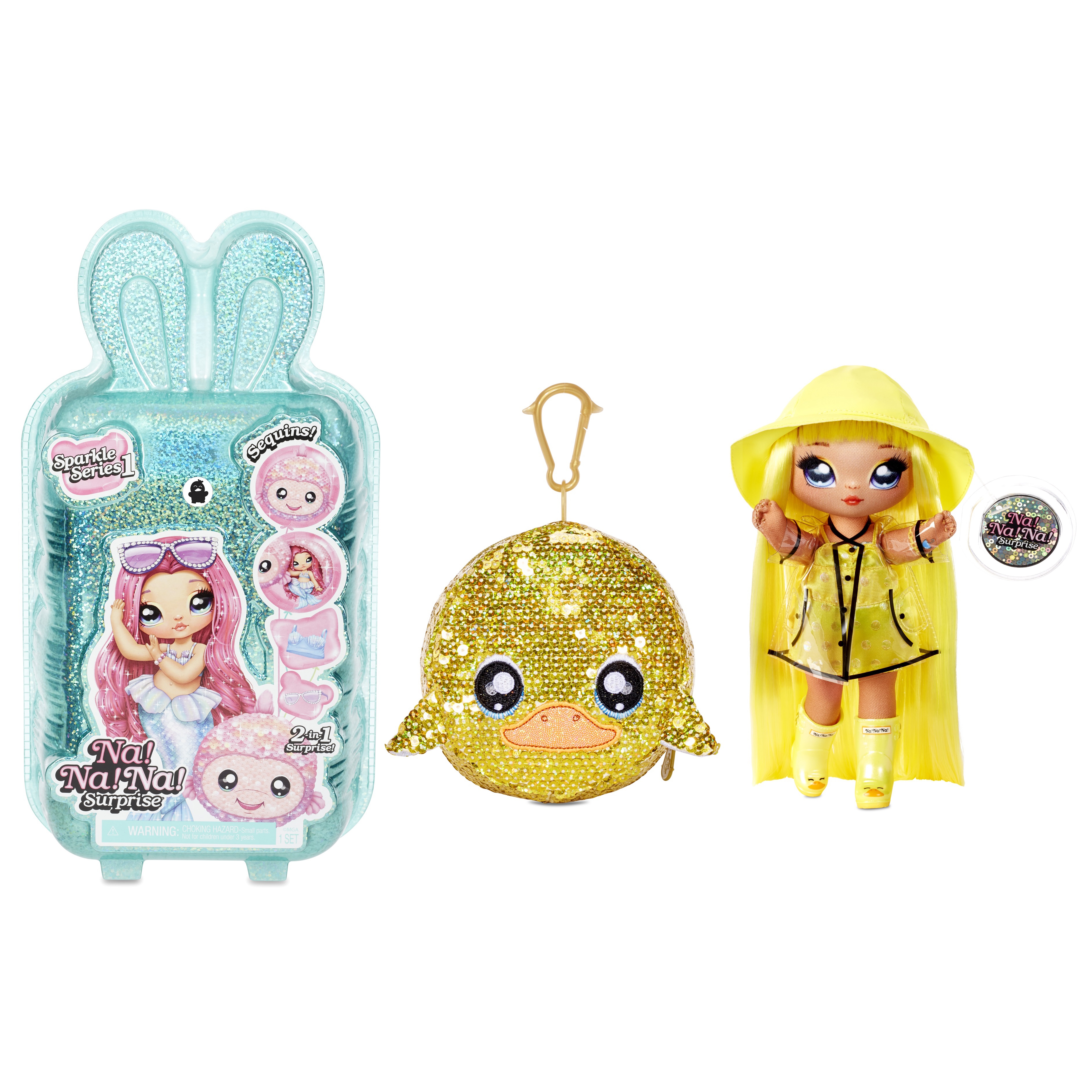 Na! na! na! surprise sparkle - lalka daria duckie i kaczka w balonie z konfetti seria cekinowa pom