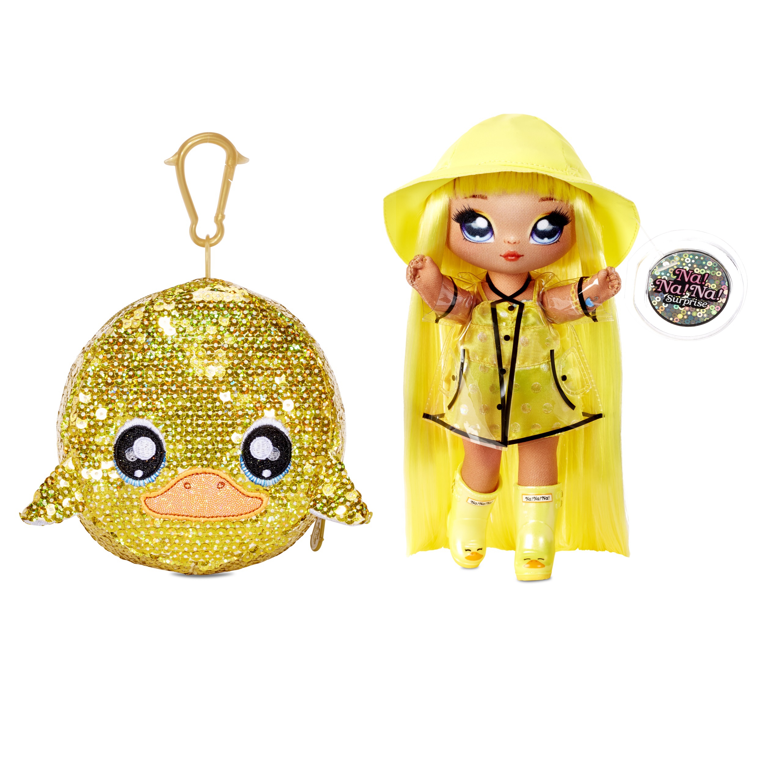 Na! na! na! surprise sparkle - lalka daria duckie i kaczka w balonie z konfetti seria cekinowa pom