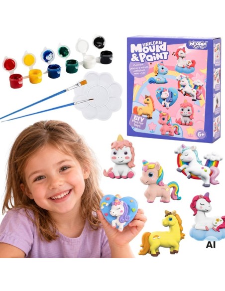WOOPIE Kreativset: DIY-Farben und Gipsabgüsse von Einhörnern