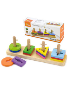 Drewniane klocki Viga Toys z sorterem kształtów