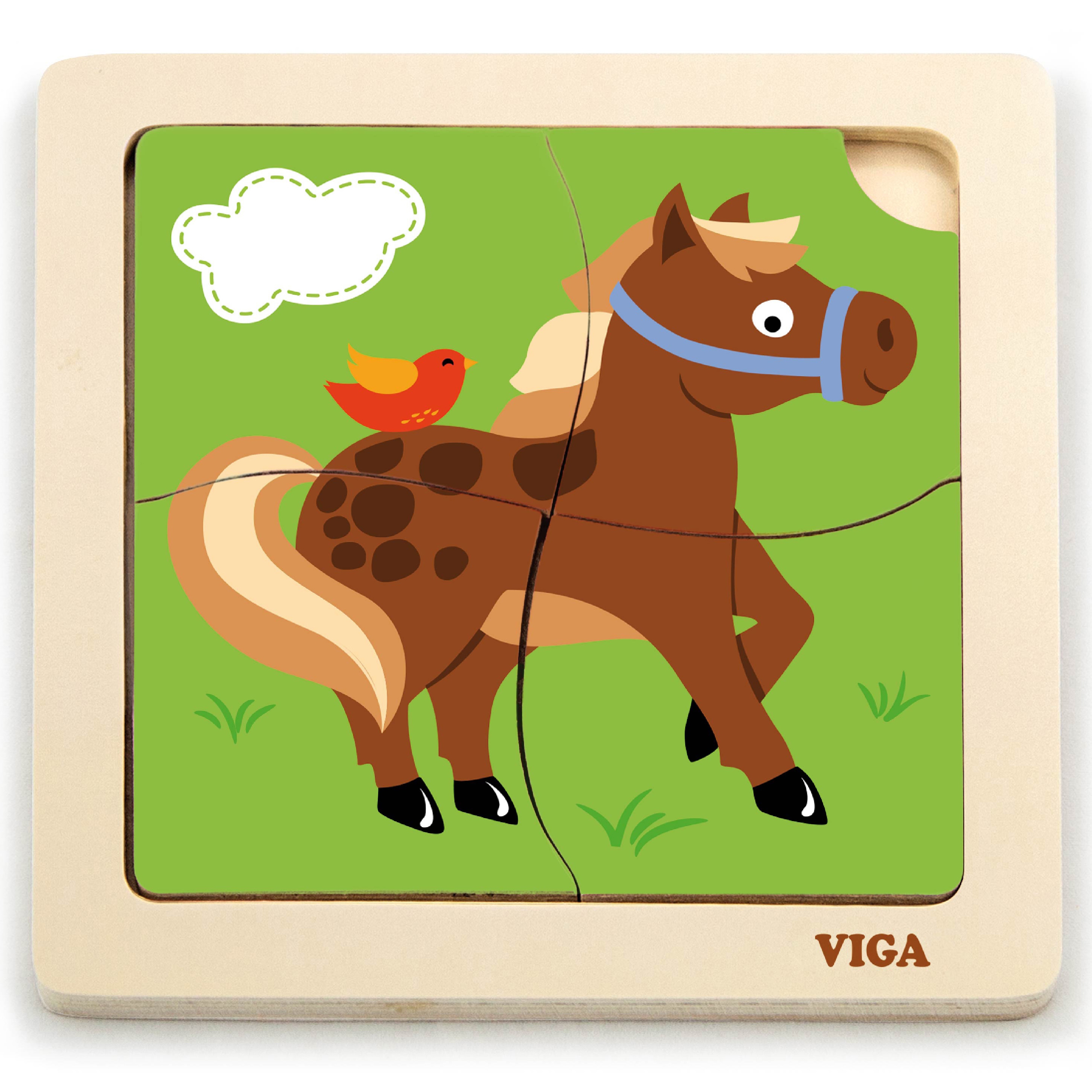 Poręczne drewniane puzzle konik