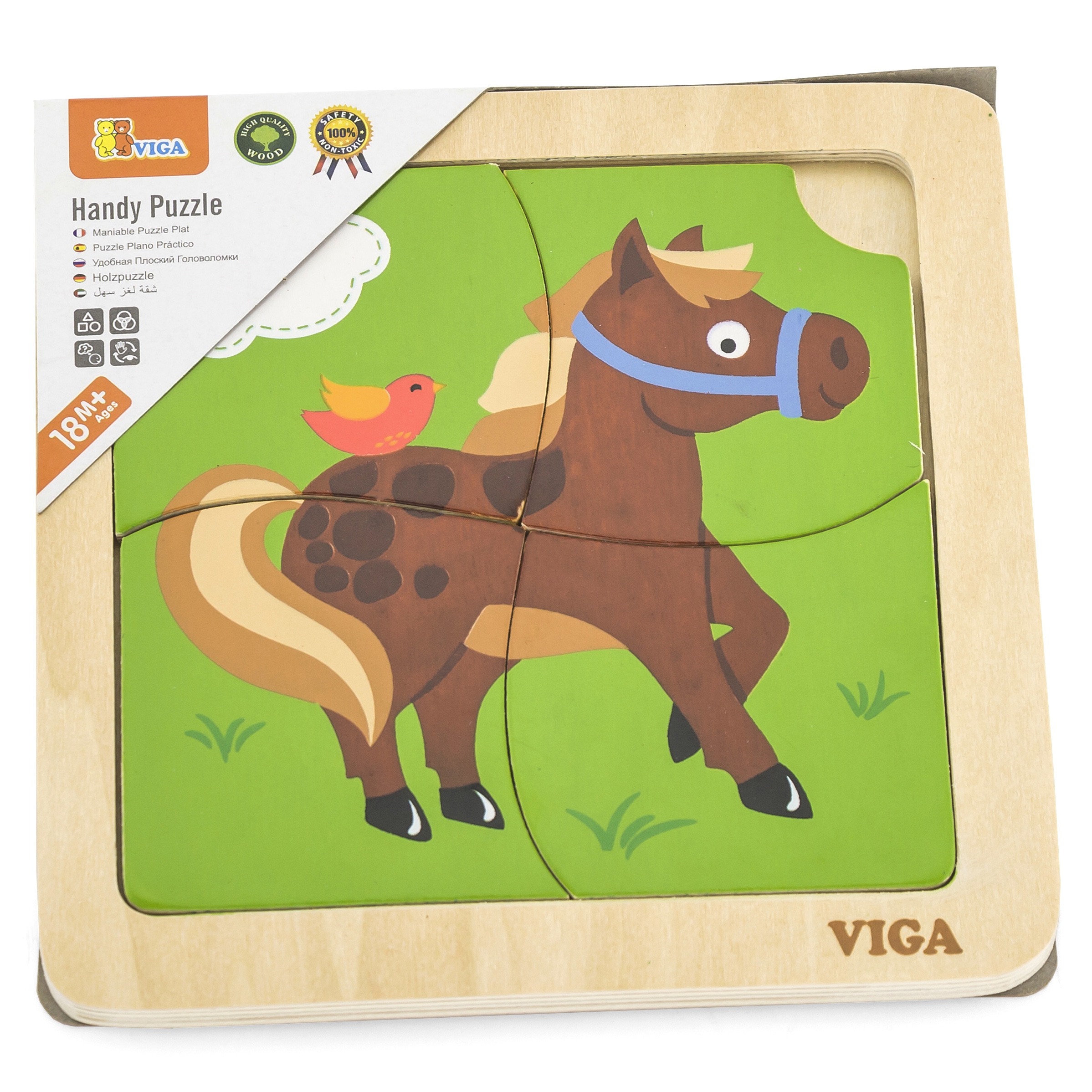 Poręczne drewniane puzzle konik