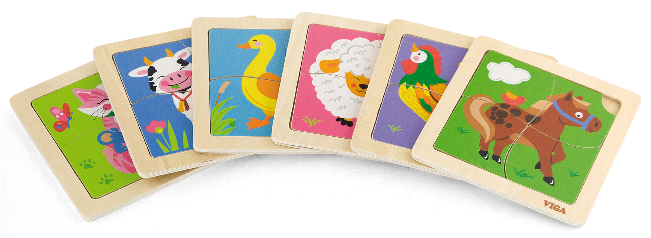 Poręczne drewniane puzzle krówka