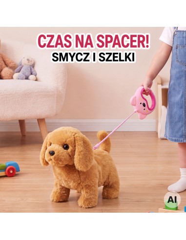 Woopie interaktiver Plüschhund an der Leine mit Zubehör