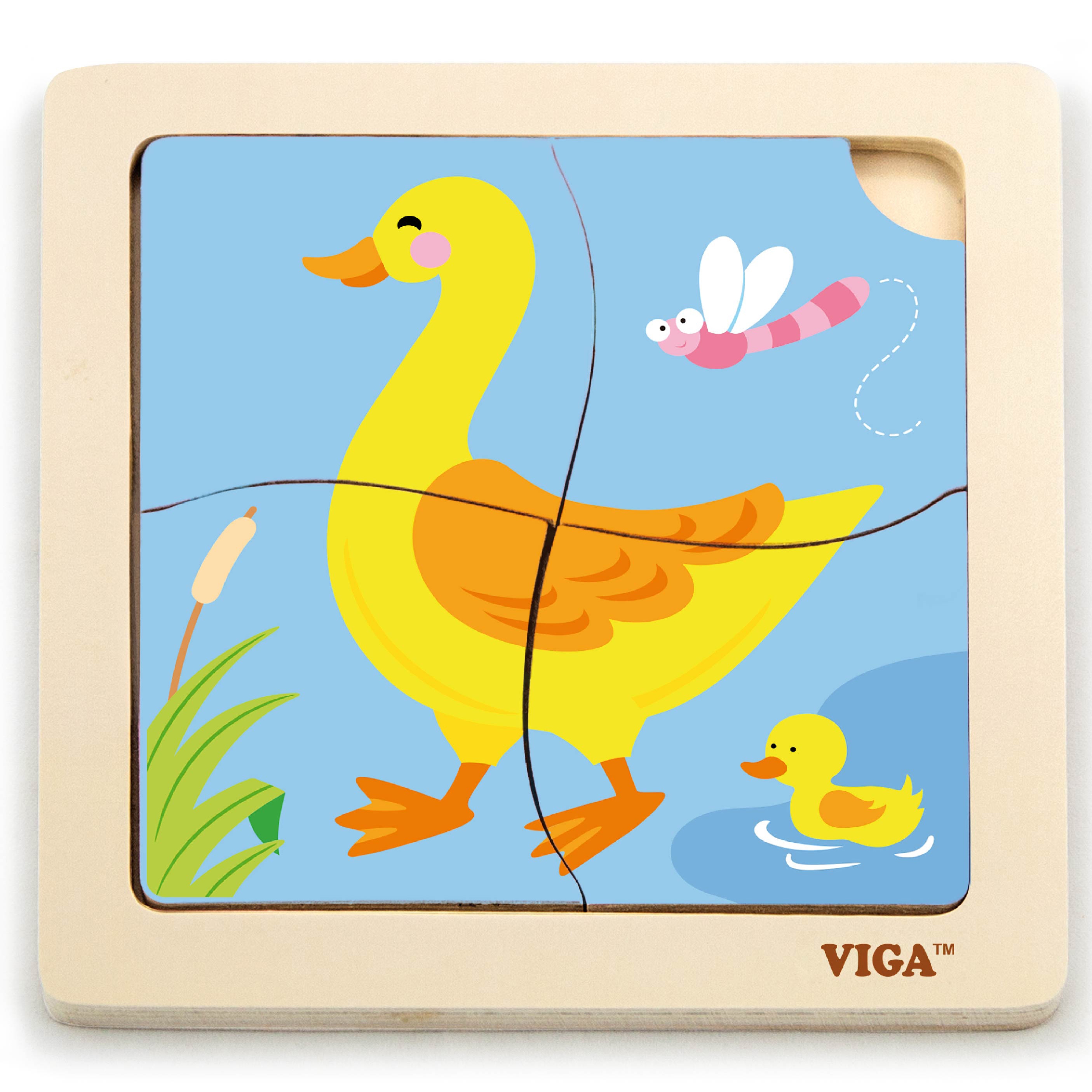 Poręczne drewniane puzzle kaczuszka