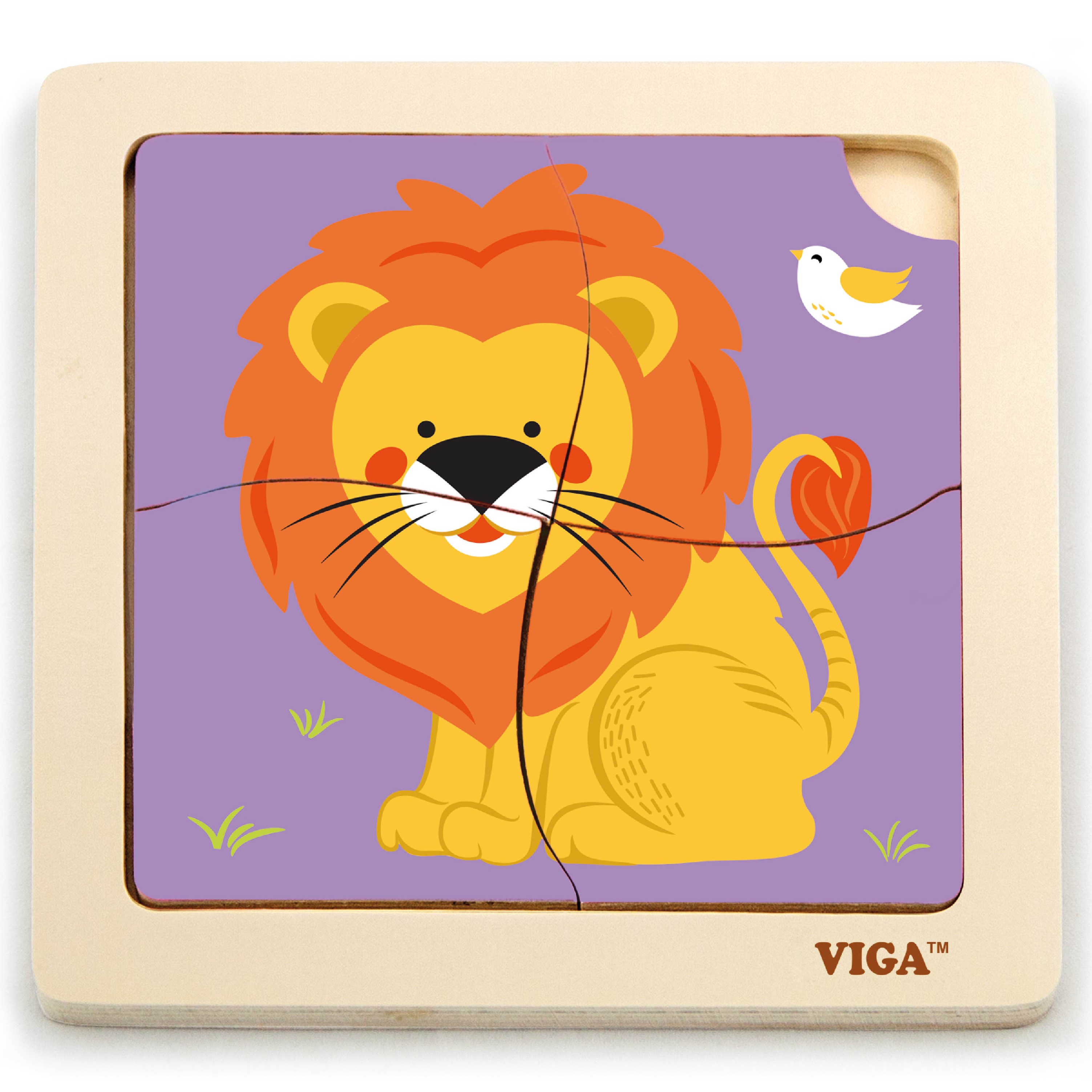 Poręczne drewniane puzzle lew