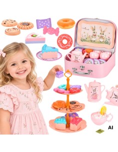 Tea Set in a Suitcase with Woopie Cake Stand - Children's Service
