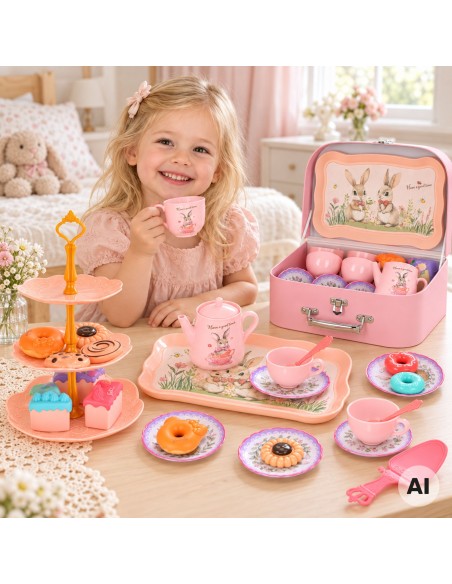 Tea Set in a Suitcase with Woopie Cake Stand - Children's Service