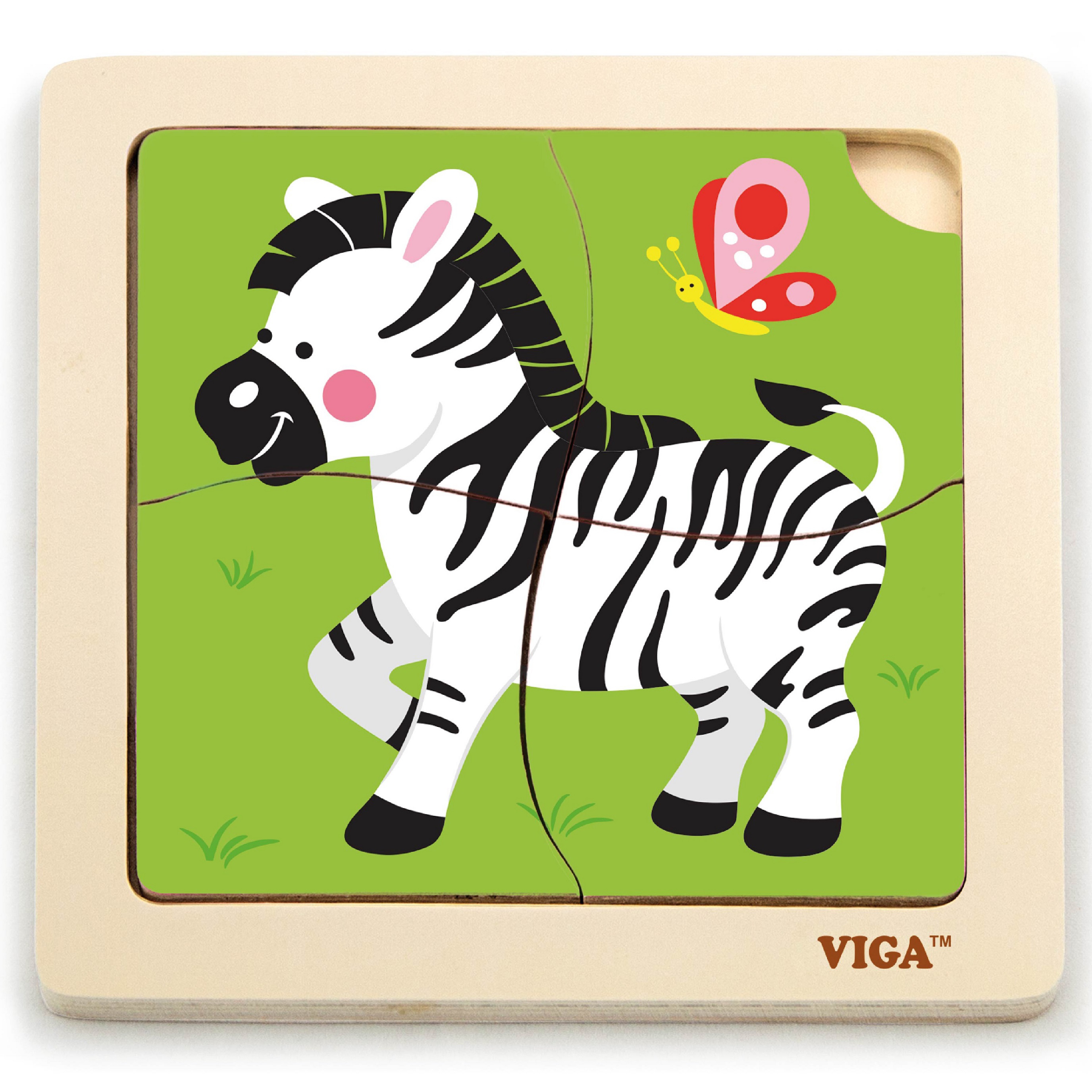 Poręczne drewniane puzzle zebra