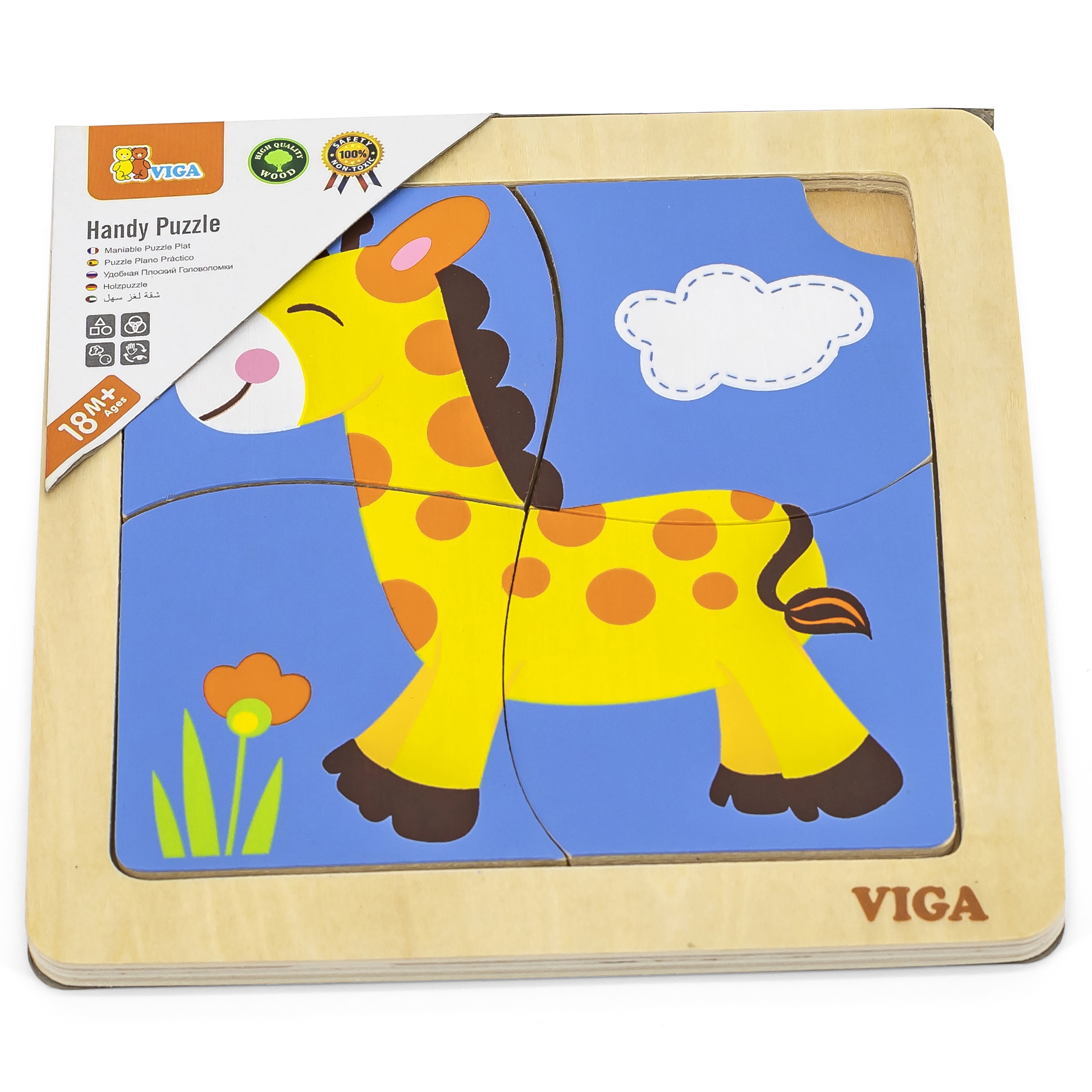 Poręczne drewniane puzzle żyrafa