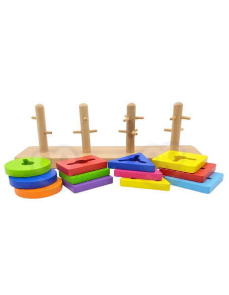 Drewniane klocki Viga Toys z sorterem kształtów