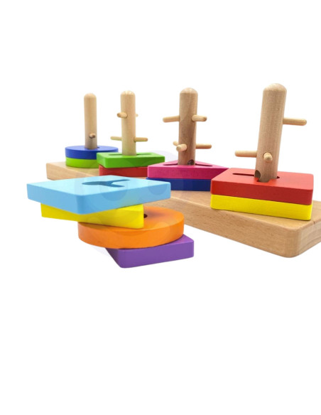 Drewniane klocki Viga Toys z sorterem kształtów