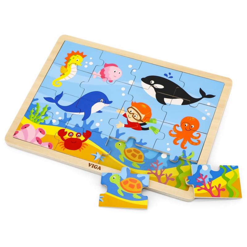 VIGA Drewniane Puzzle Ocean 16 elementów