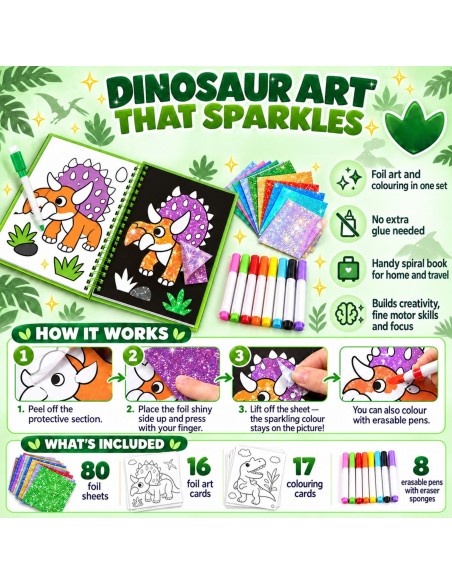 Glänzendes Folienaufkleber-Set Dinosaurier-Woopie
