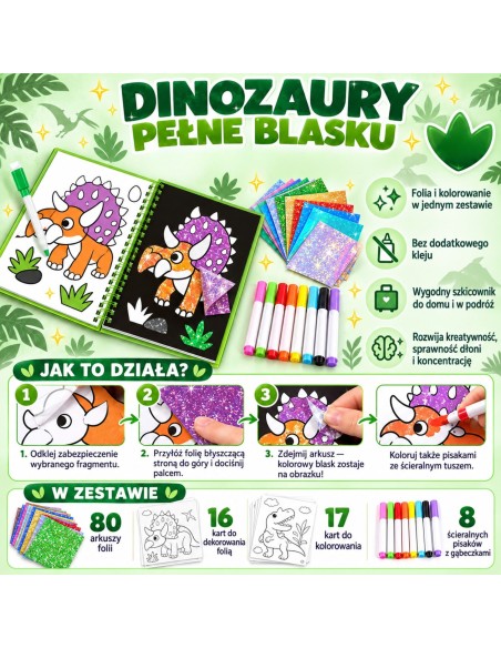 Glossy Foil Sticker Art Set Dinosaurs Woopie