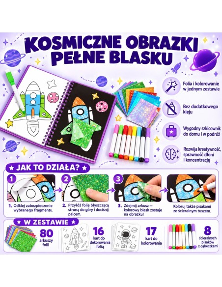 Kunstset Glänzende Folie Kosmos Woopie