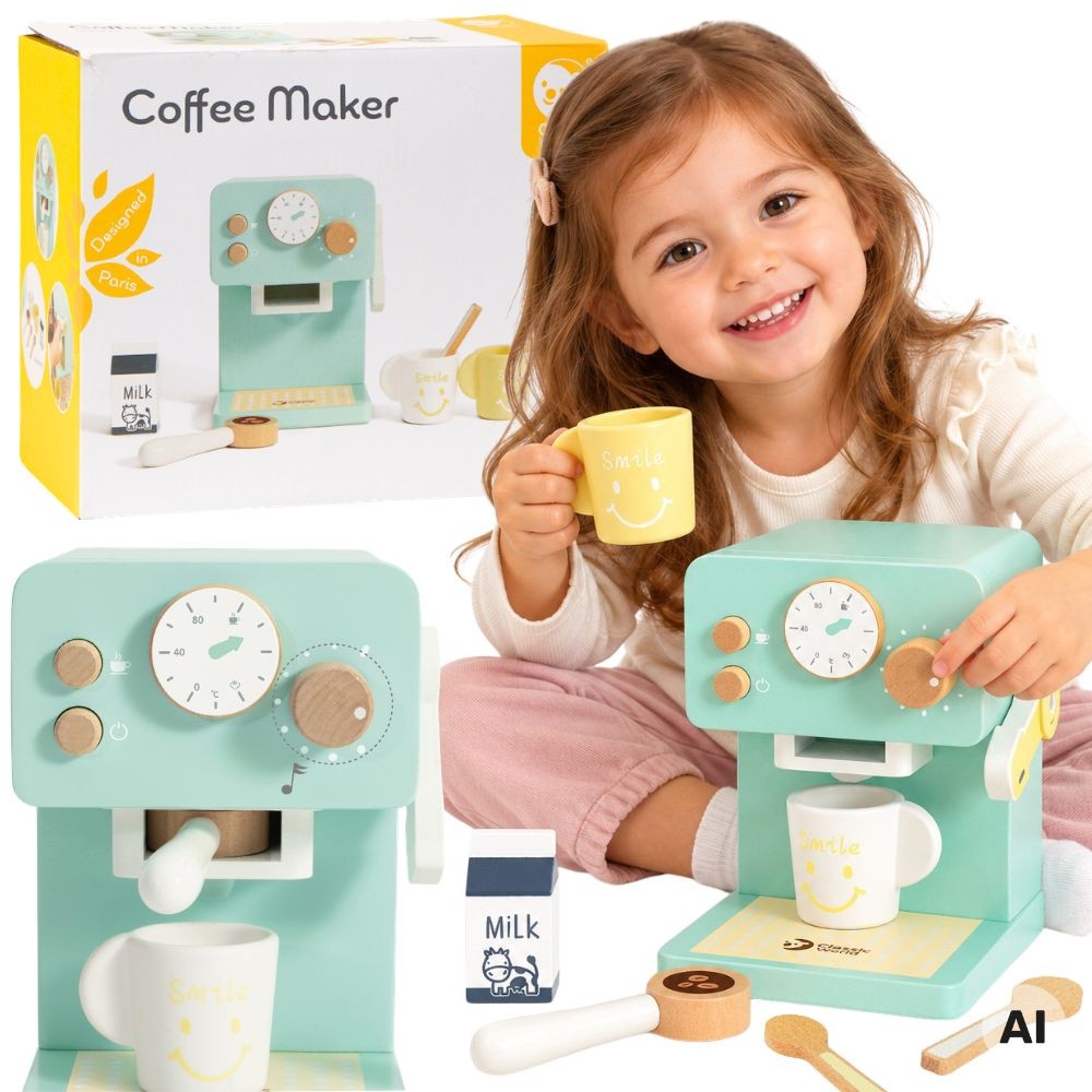Classic World Drewniany Ekspres do Kawy dla Dzieci – Mały Barista