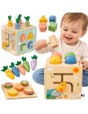 Drewniana Kostka Edukacyjna 5w1 Tooky Toy - sorter i zegar dla dziecka