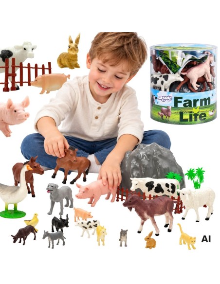 WOOPIE Bauernhoftiere Figurenset, 34-teilig – Freude und Spielspaß