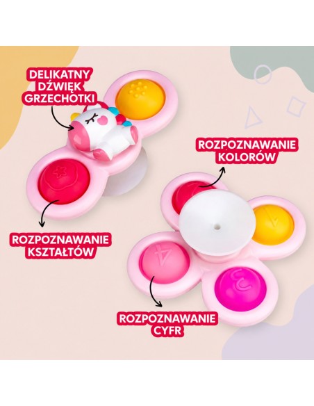WOOPIE BABY Pop-it Space Spinner 3 pcs Pink - Sensory Toy