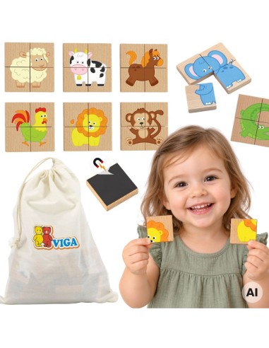 VIGA Holz Magnet-Puzzles Tiere - FSC-Zertifikat