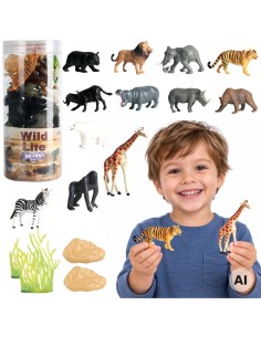 WOOPIE Wild Animals Figures Set 16 pcs - Toy for Children