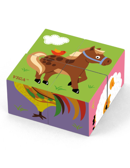 Drewniana układanka Farma Puzzle Viga Toys 4 klocki