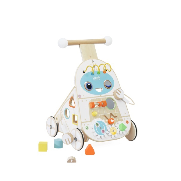 Chodzik pchacz 4w1 robot walker dla dzieci ksylofon lustro sorter