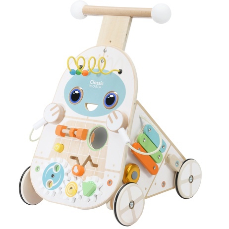 Chodzik pchacz 4w1 robot walker dla dzieci ksylofon lustro sorter
