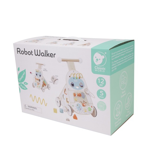 Chodzik pchacz 4w1 robot walker dla dzieci ksylofon lustro sorter