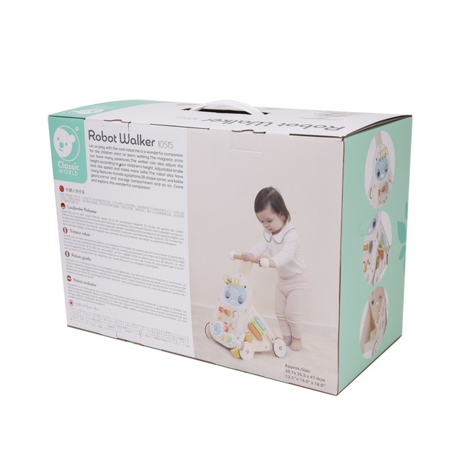Chodzik pchacz 4w1 robot walker dla dzieci ksylofon lustro sorter