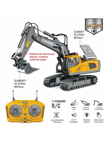Woopie Excavator - Remote Controlled Metal Construction Machine
